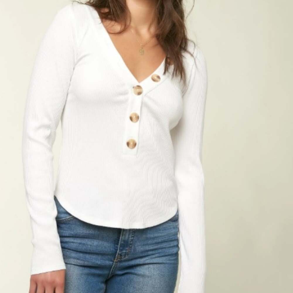 O'Neill White Long Sleeve Button-Up Top